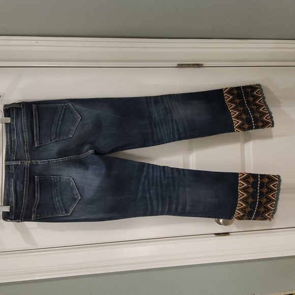 Driftwood Colette Embroidered Straight Jeans Cropped Fringe - Size 27" - Picture 7 of 10